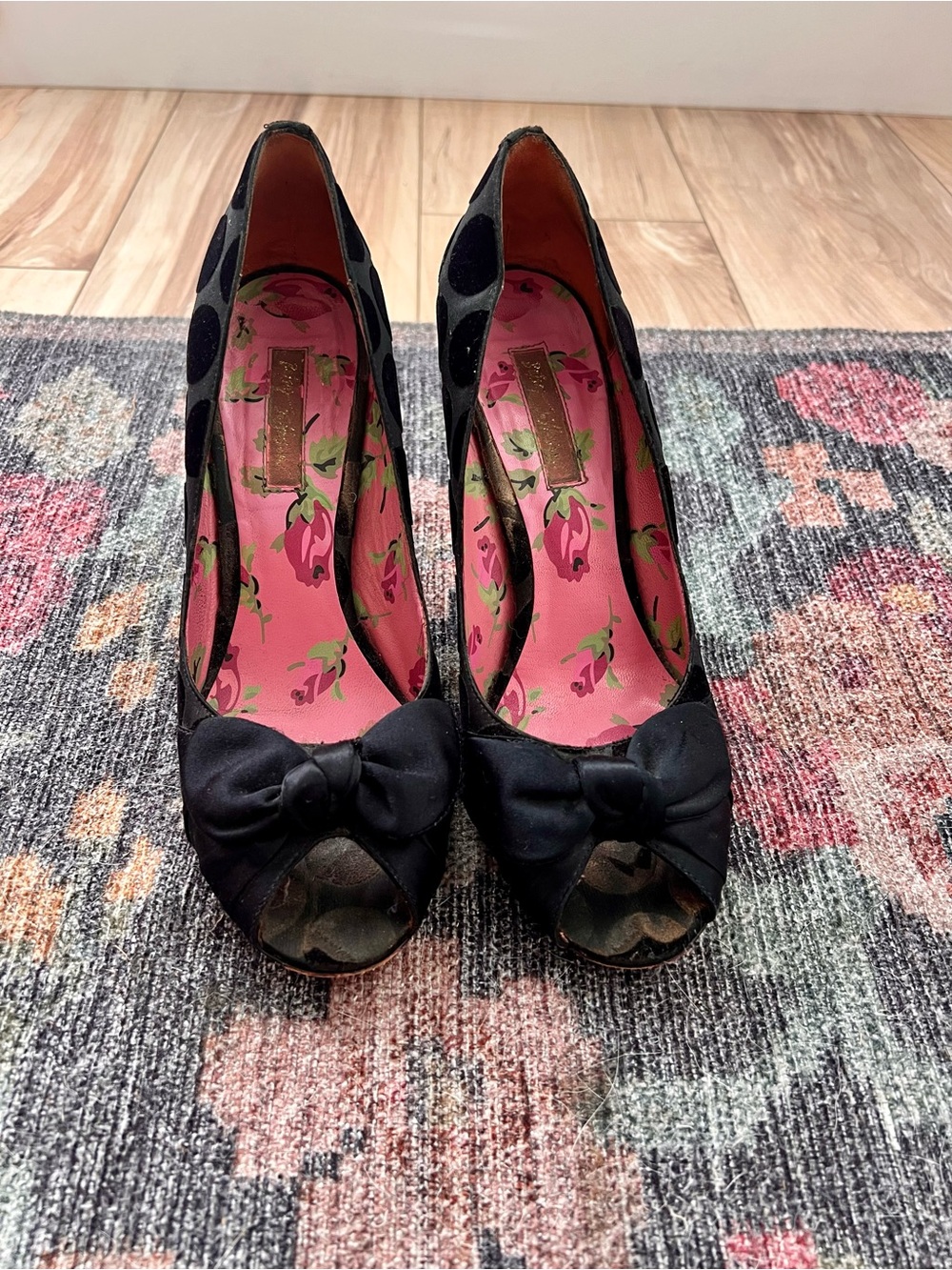 Betsey Johnson Velvet Polka Dot Wedges